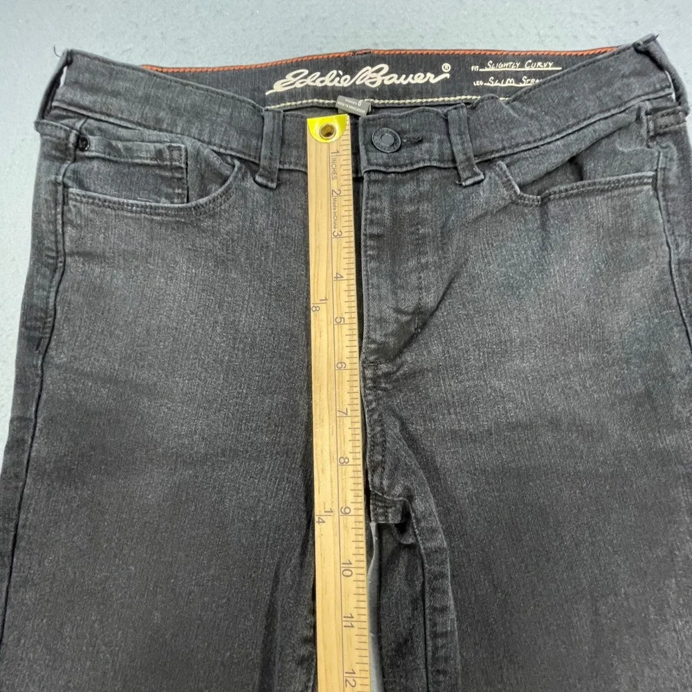 Eddie Bauer Black Slightly Curvy Slim Straight Jeans Womens 6